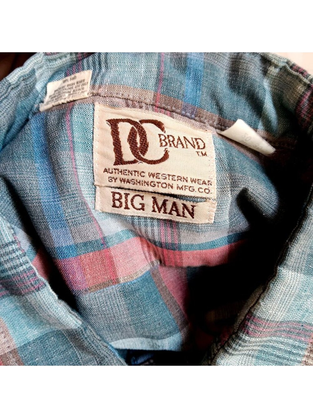 Vintage Westen Shirt 3XL 20-35 DEE CEE Cowboy 1980's DC PASTEL PLAID SNAP
